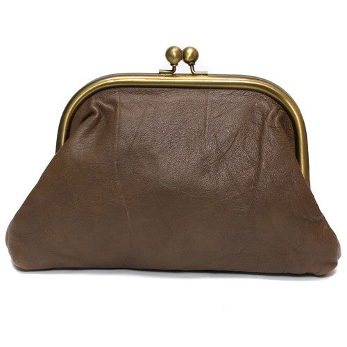 Large Mid Brown Leather Clutch Bag