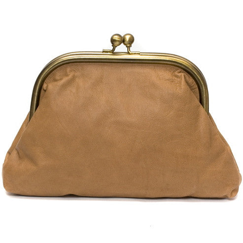 Large Tan Leather Clutch Bag