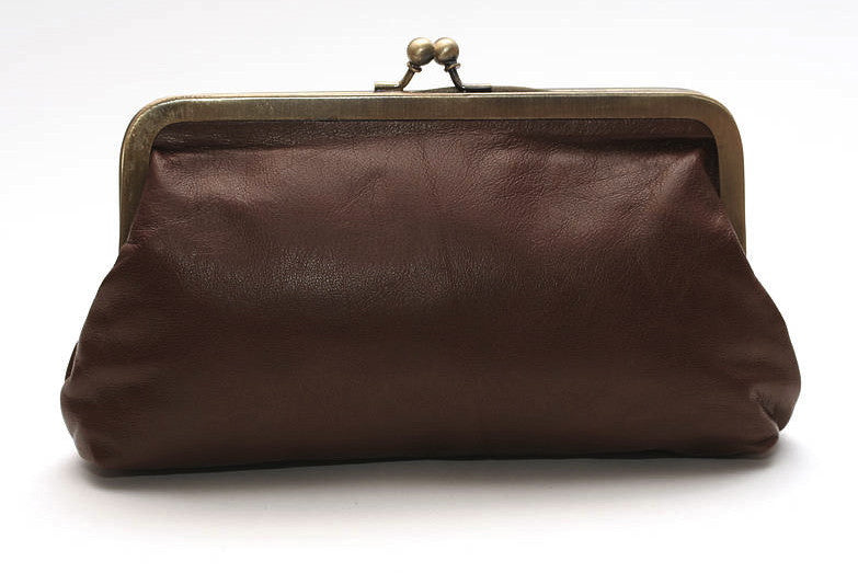 Chestnut Brown Leather Clutch Bag