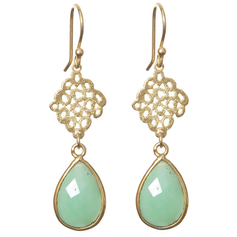 Semi-Precious Mint Stone Earrings