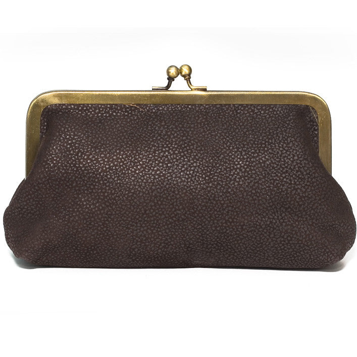 Chocolate Brown Leather Clutch Bag