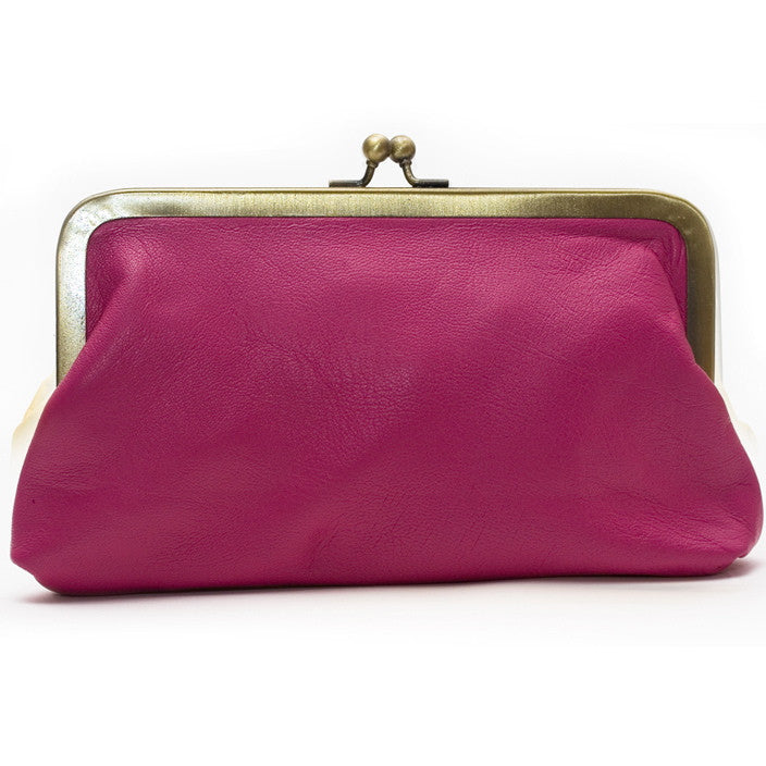 Pink Leather Clutch Bag