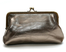 Pewter Leather Clutch Bag