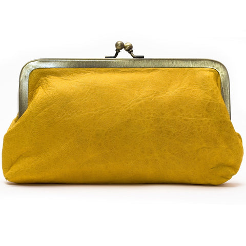 Yellow Leather Clutch Bag