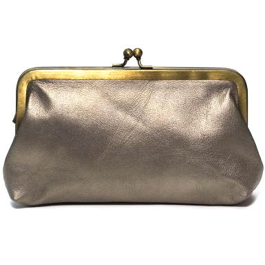 Pale Gold Leather Clutch Bag