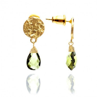 Azuni London Gold Plated Lemon Quartz Drop Earrings