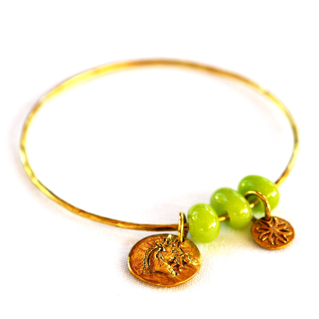 Lime and Brass Charm Bangle