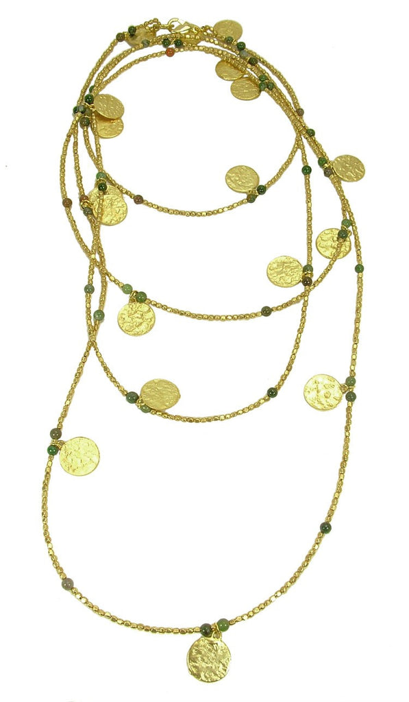 Jasper Gold Plated Coin Wrap Necklace