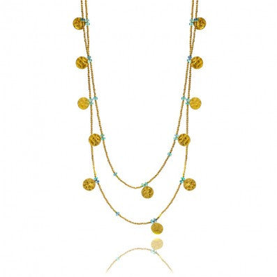 Azuni London Apatite Semi-Precious Coin Wrap Necklace