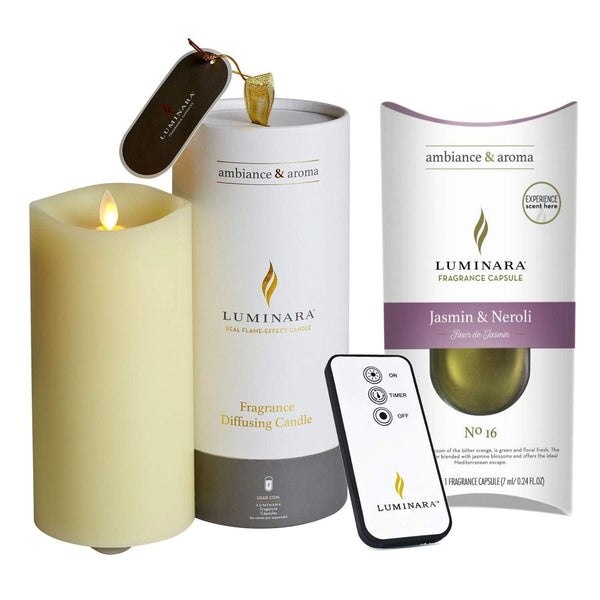 Luminara Fragranced Diffusing Candle With Remote & Jasmin & Neroli Fragrance Pod