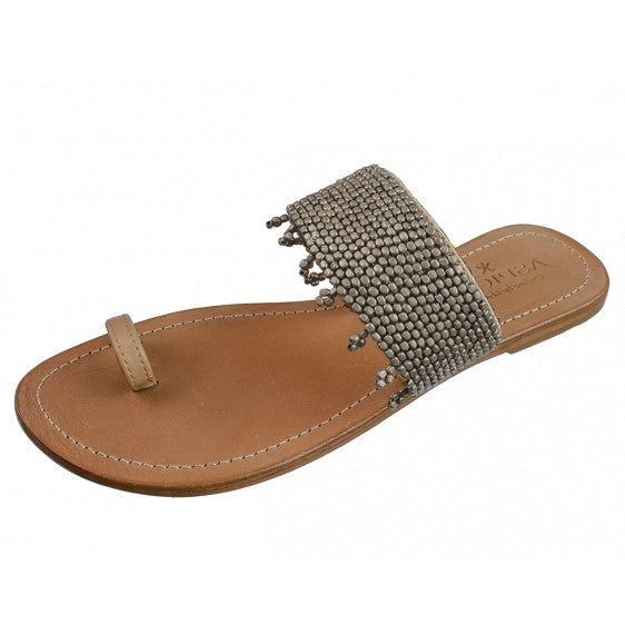 Silver Luna Natural Leather Toe Loop Sandals