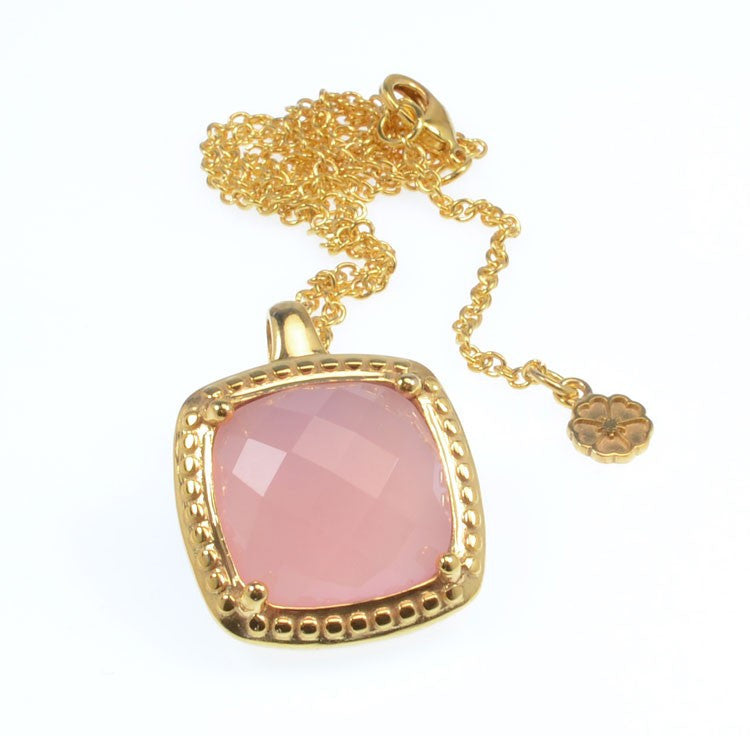 Pink Chalcedony Pendant Necklace