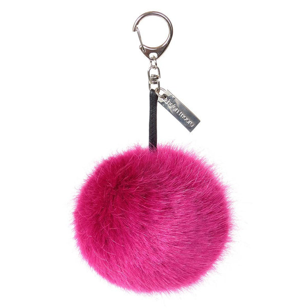 Magenta Faux Fur Pom Pom Keyring