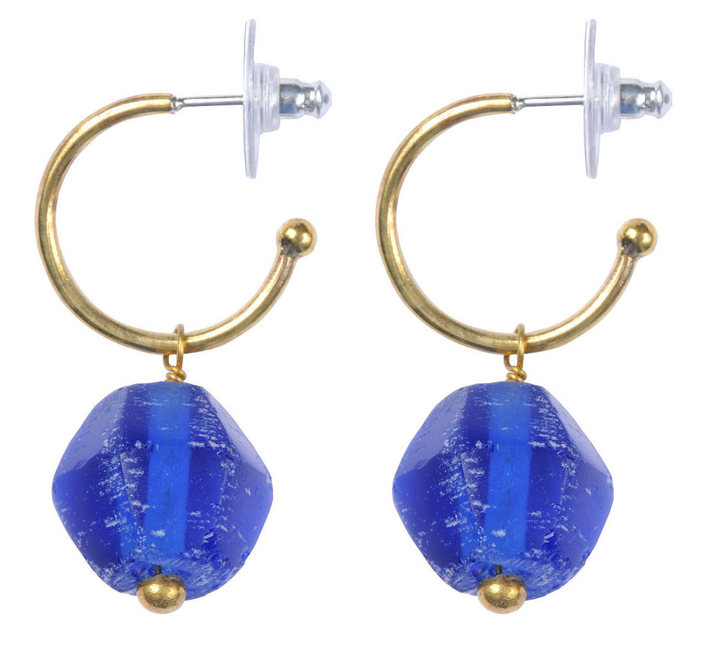 Marine Blue Recycled Glass Earrings