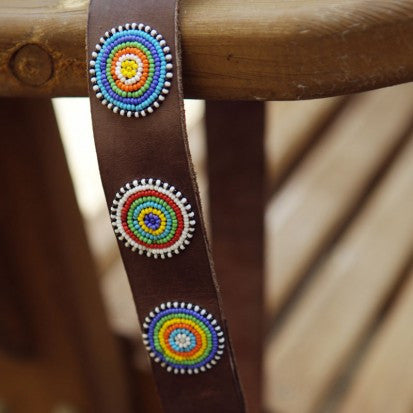 Elite Disc Masai Beaded Leather Belt