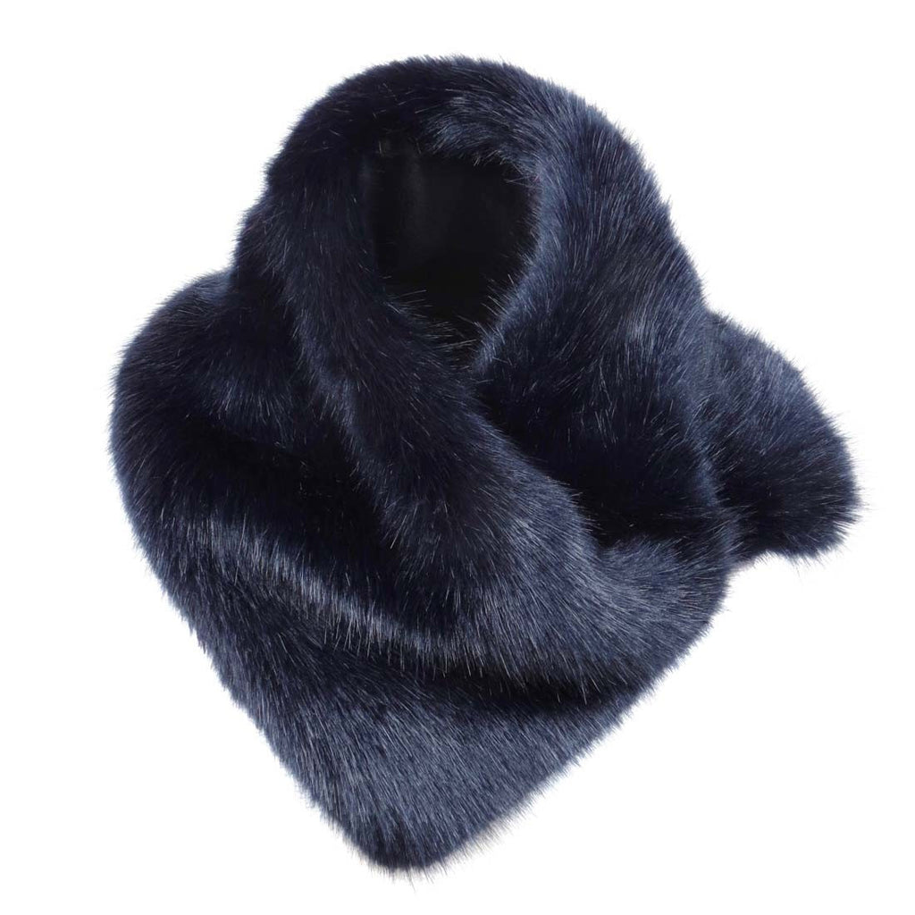 Asymmetric Midnight Faux Fur Scarf