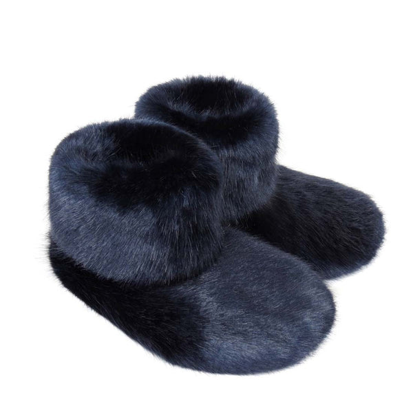 Helen Moore | Midnight Faux Fur Slipper Boots | Indigo Blue Trading