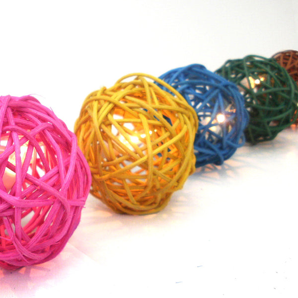 Mixed Rattan Ball String Lighting