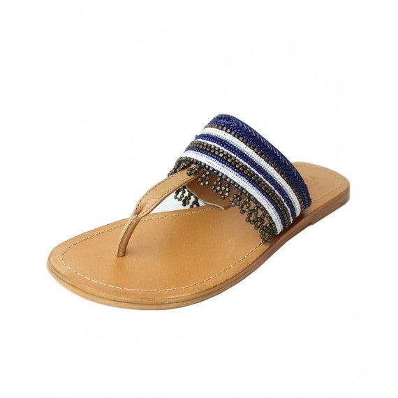 Monika Blue Beaded Sandals