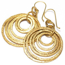 Textured Gold Plated Multi Hoop Earrings