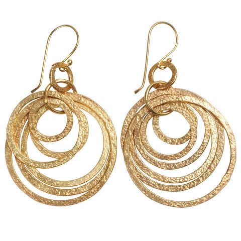 Textured Gold Plated Multi Hoop Earrings
