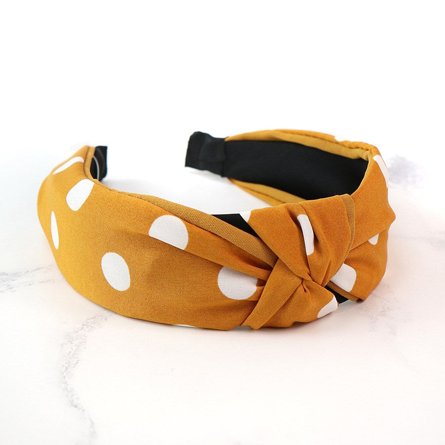 Mustard & White Polka Dot Headband