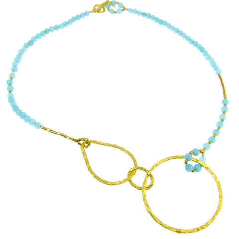 Amazonite Gold Plated Hoop Necklace
