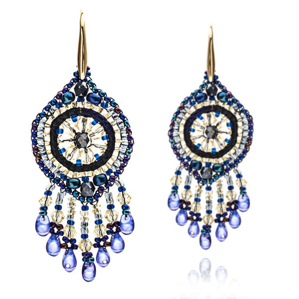 Azuni Navy Beaded Dreamcatcher Earrings