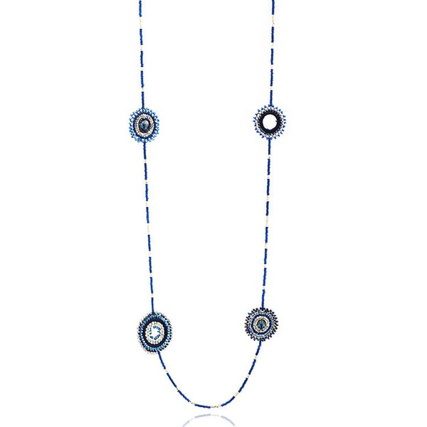 Navy Olmec Beaded Necklace