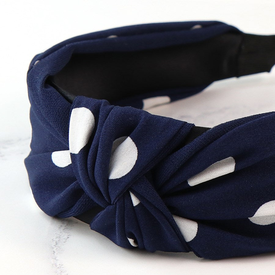 Navy & White Polka Dot Headband