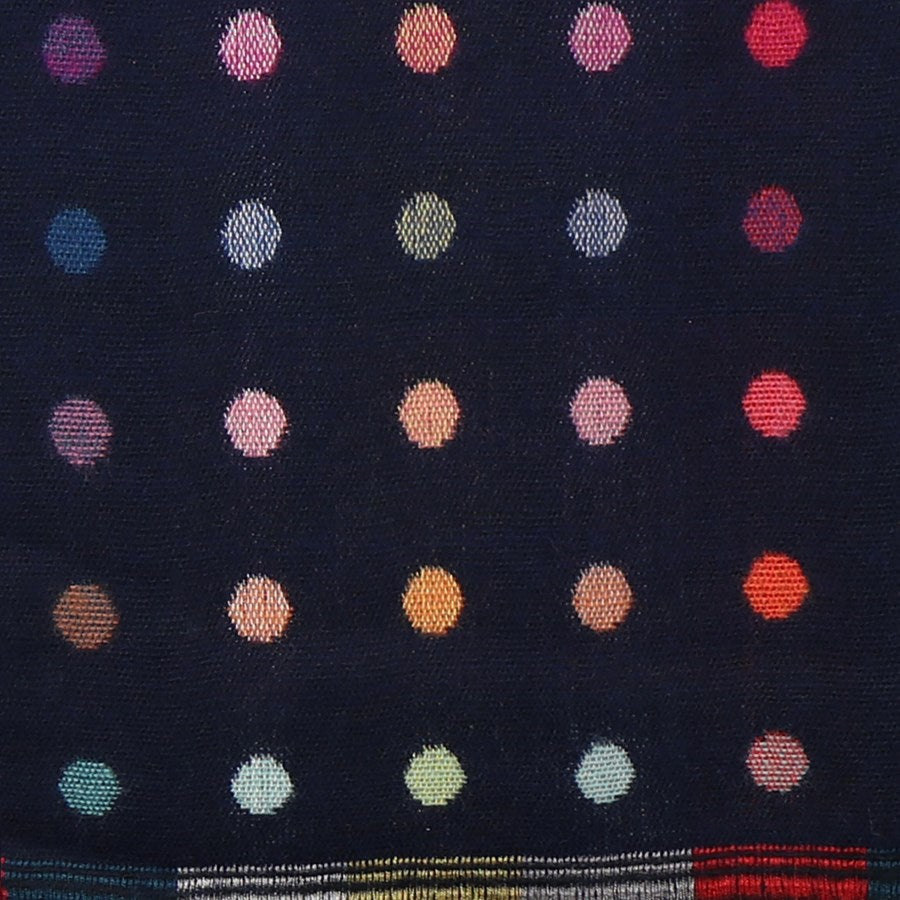 Blue Navy Reversible Multicoloured Spot & Check Scarf