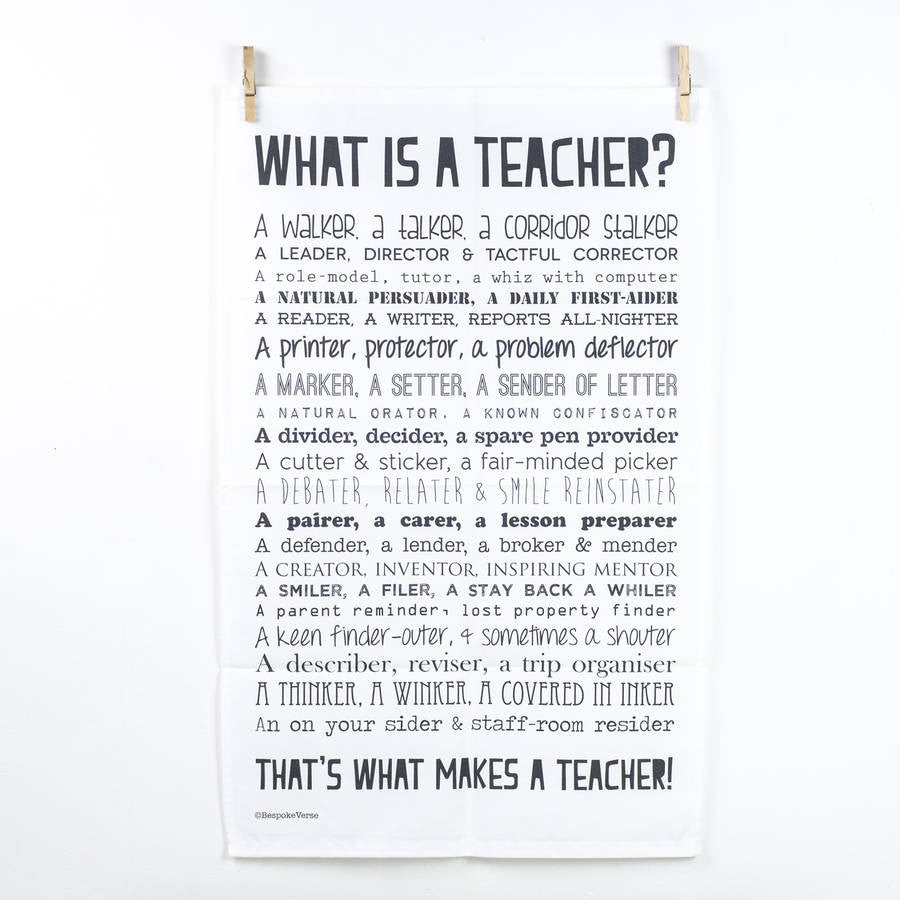 'What Is A Teacher?' Poem Tea Towel