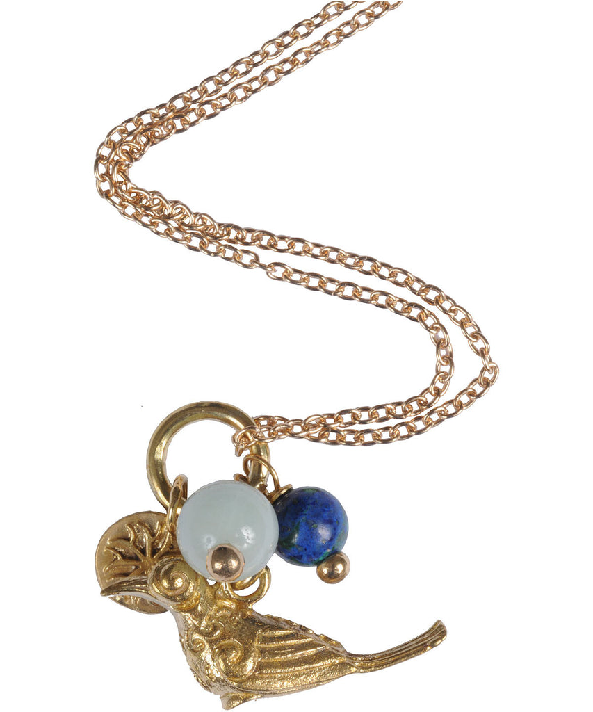Semi-Precious Gold Plated Bird of Paradise Necklace