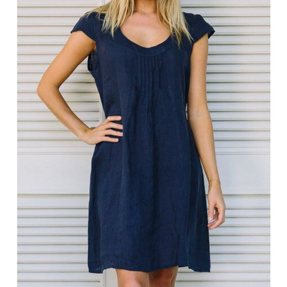 Blue Navy Paris Linen Dress