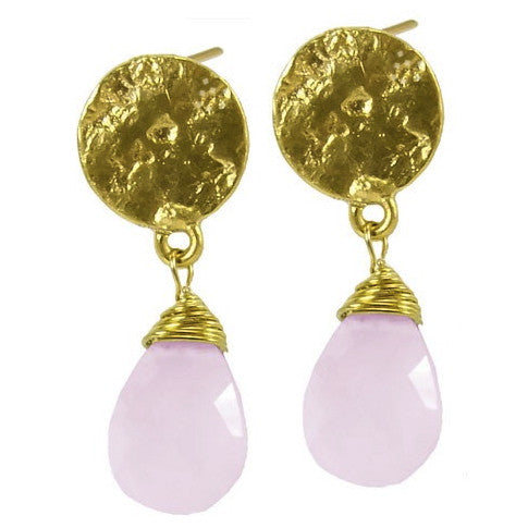 Disc Earrings with Rose Quartz