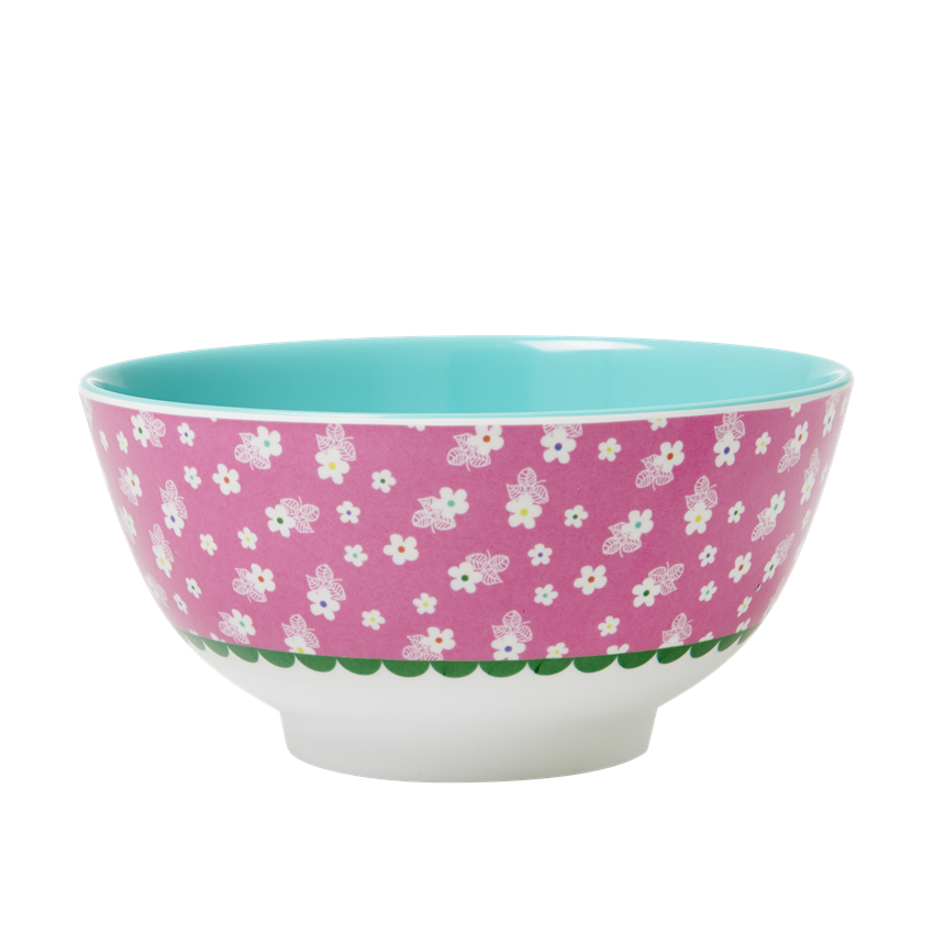 Pink Flower Print Melamine Bowl