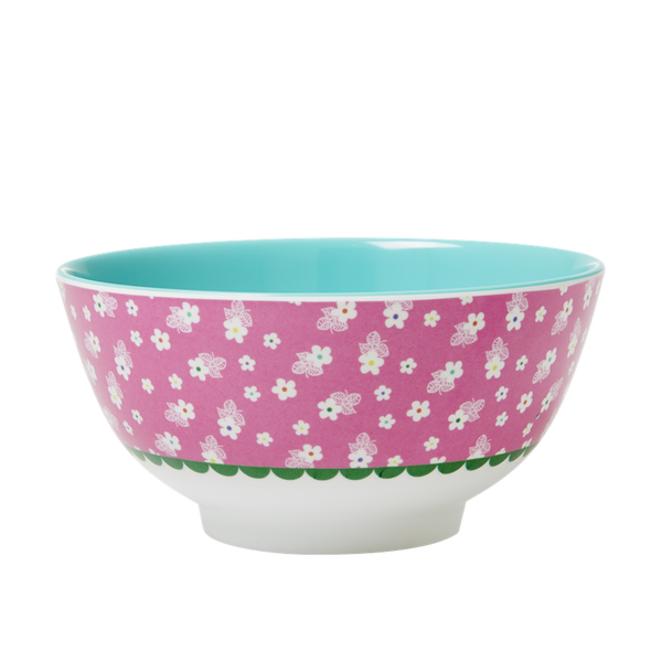 Pink Flower Print Melamine Bowl