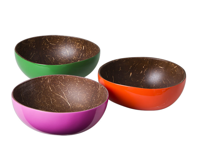 Set of 3 Coconut Lacquered Bowls