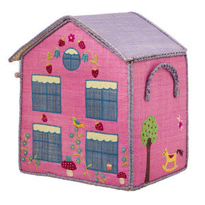 Medium Pink House Toy Storage Basket