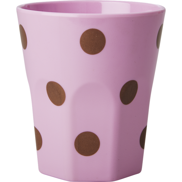 Large Pink Melamine Cup with Polka Dots