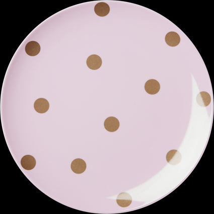 Melamine Pink Side Plate with Gold Polka Dots
