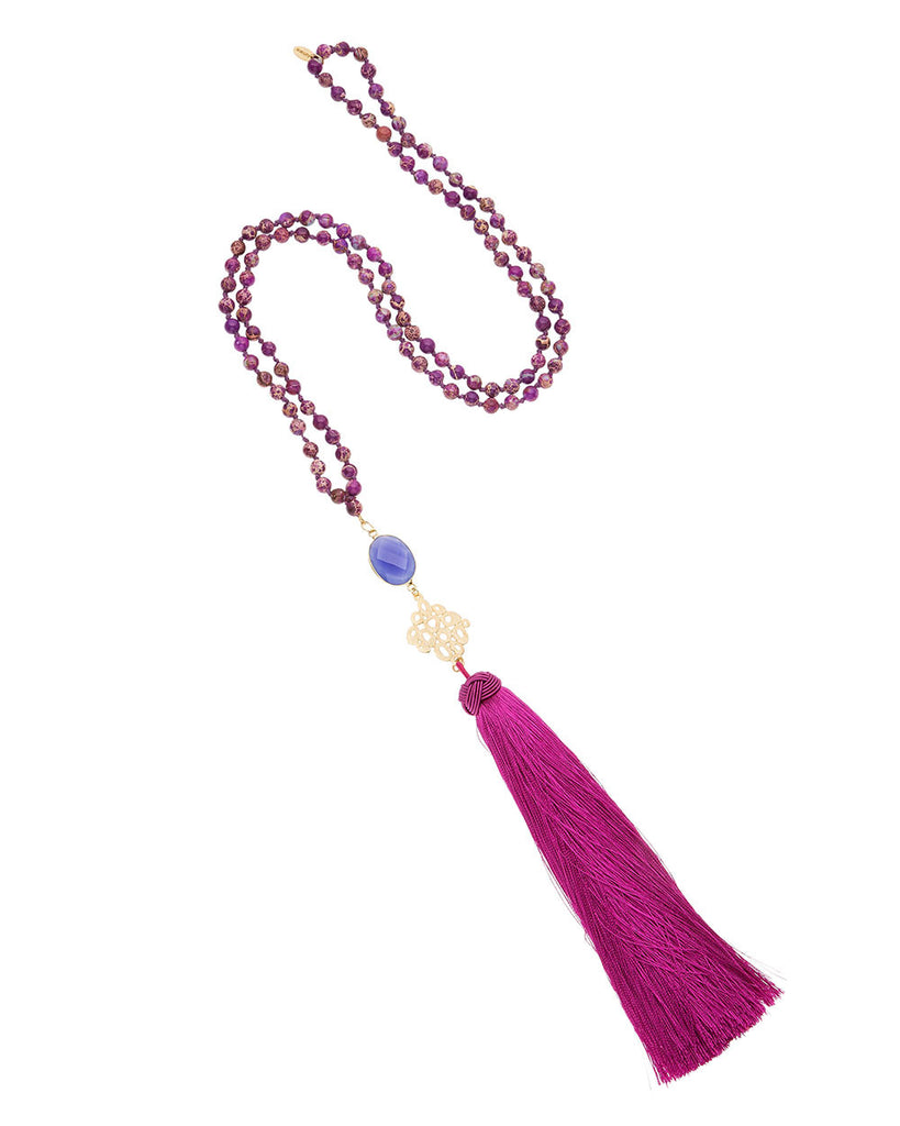 Semi-Precious Pink Tassle Necklace