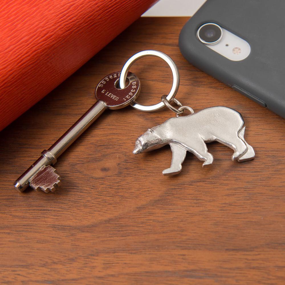 Polar Bear Pewter Keyring