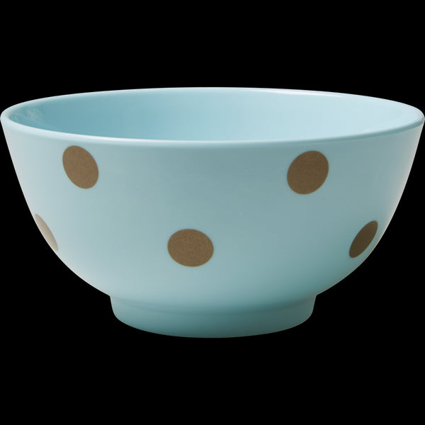 Soft Blue Melamine Bowl with Polka Dots