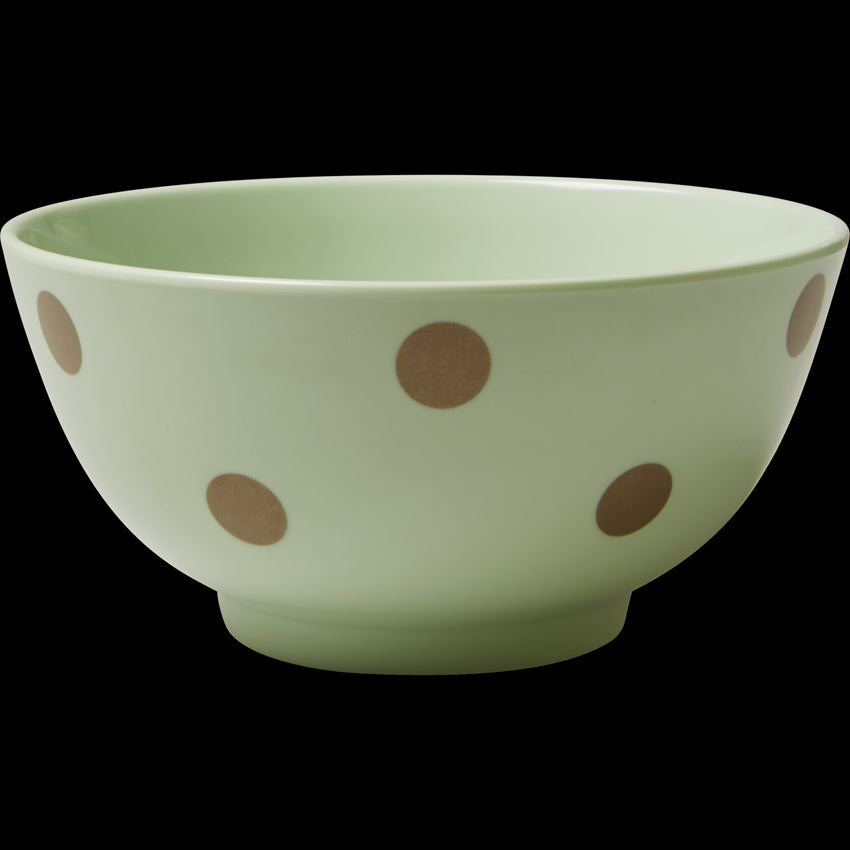 Pastel Green Melamine Bowl with Polka Dots