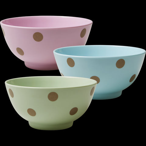 Soft Blue Melamine Bowl with Polka Dots