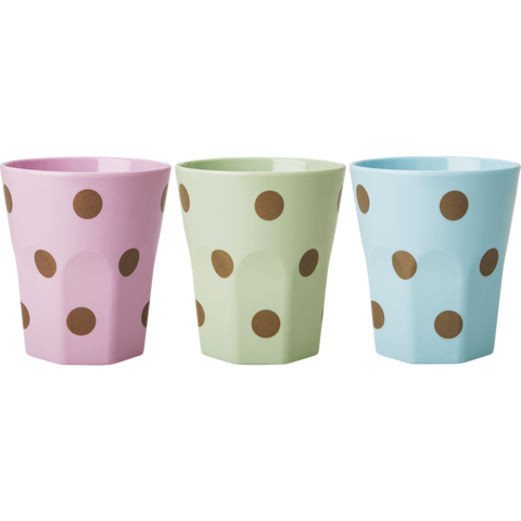Large Pastel Green Melamine Cup with Polka Dots