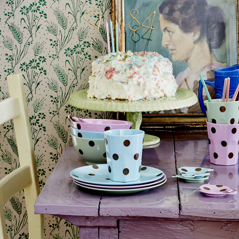 Melamine Pink Side Plate with Gold Polka Dots