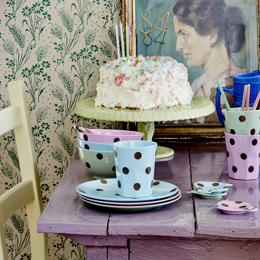 Melamine Tableware with Gold Polka Dots