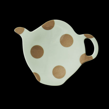 Pastel Green Melamine Tea Bag Plate with Polka Dots